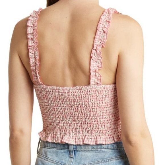 Kirious Ruffle Embroidered Eyelet Cotton Crop Top Size L - Picture 2 of 3